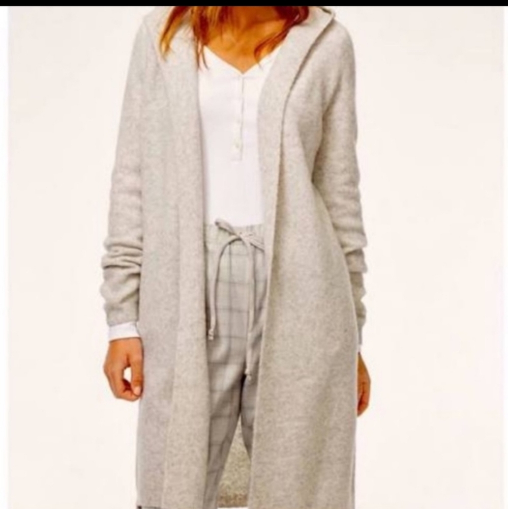 Long hooded cardigan/coat XS